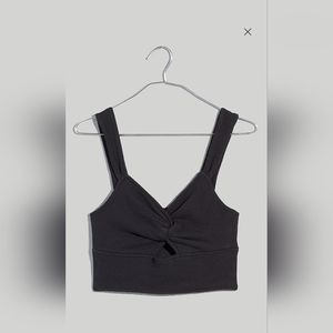 Madewell Cutout Knot-Front Crop Tank Top in Black - Size M
